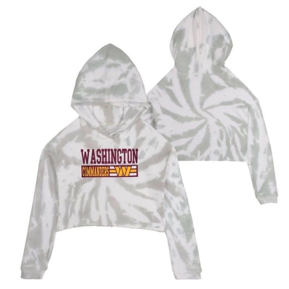 Washington Commanders RedskinsTie-Dye Cropped Hoodie Girls Size Large - Picture 2 of 3